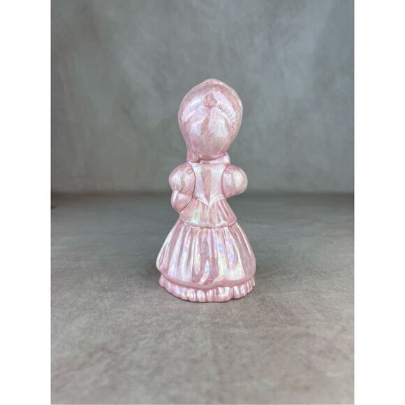 Vintage Iridescent Pink Gold Lusterware Ceramic Lady Figurine - Picture 5 of 9